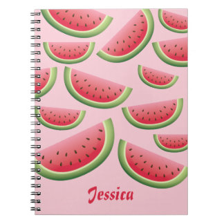Watermelon Slices On Pink With Personalized Name Notebook