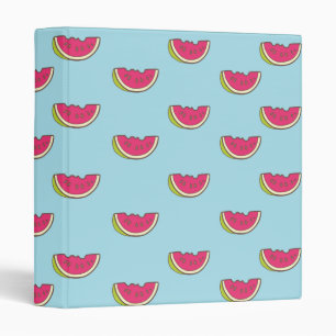 Watermelon Slices on Teal Pattern 3 Ring Binder