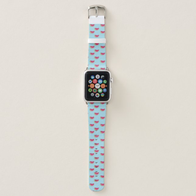 Watermelon Slices on Teal Pattern Apple Watch Band (Front)