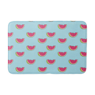 Watermelon Slices on Teal Pattern Bathroom Mat