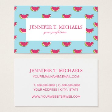 Watermelon Slices on Teal Pattern Business Card Watermelon Slices on Teal Pattern Business Card