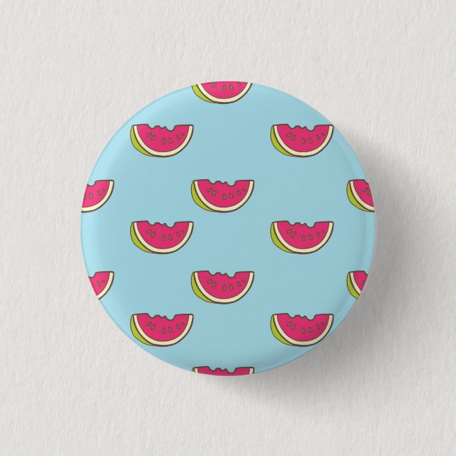 Watermelon Slices on Teal Pattern Button (Front)