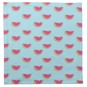 Watermelon Slices on Teal Pattern Cloth Napkin