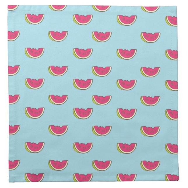 Watermelon Slices on Teal Pattern Cloth Napkin (Front)