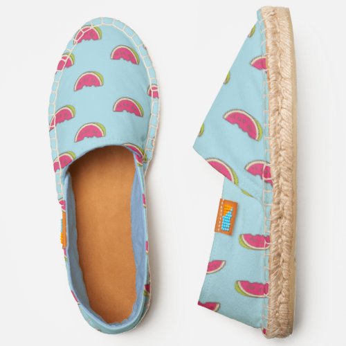 Watermelon Slices on Teal Pattern Espadrilles