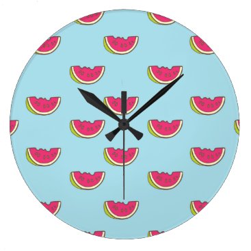 Watermelon Slices on Teal Pattern Large Clock Watermelon Slices on Teal Pattern Large Clock