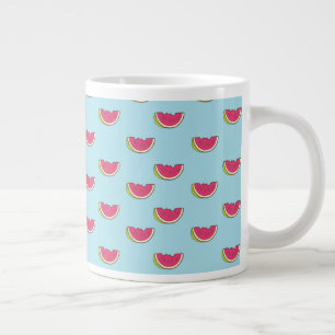 Watermelon Slices on Teal Pattern Large Coffee Mug