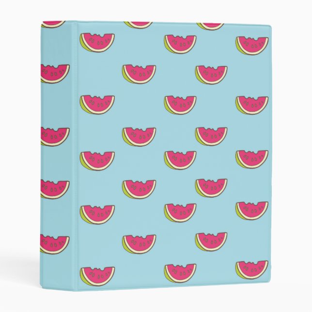 Watermelon Slices on Teal Pattern Mini Binder (Front/Spine)
