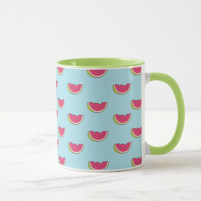 Watermelon Slices on Teal Pattern Mug (Right)