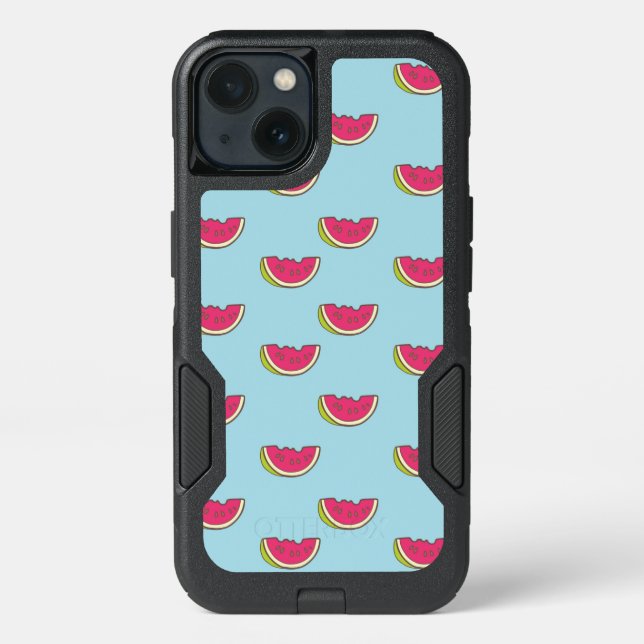 Watermelon Slices on Teal Pattern Otterbox iPhone Case (Back)