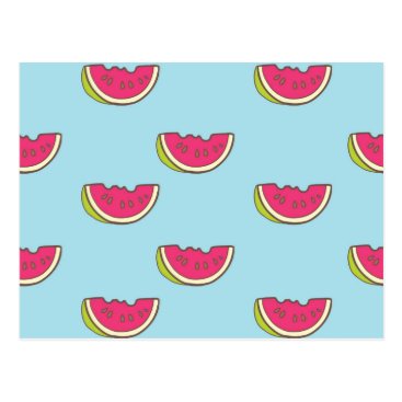 Watermelon Slices on Teal Pattern Postcard Watermelon Slices on Teal Pattern Postcard