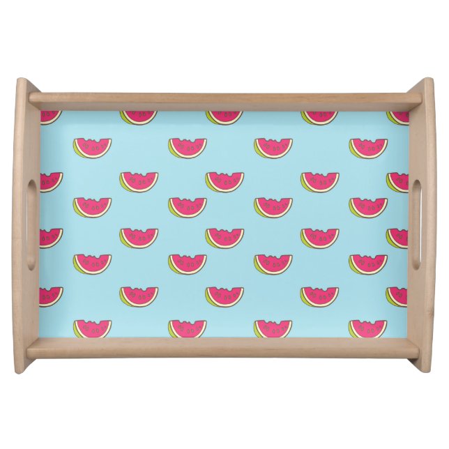 Watermelon Slices on Teal Pattern Serving Tray (Front)