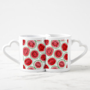 Watermelon slices pattern coffee mug set