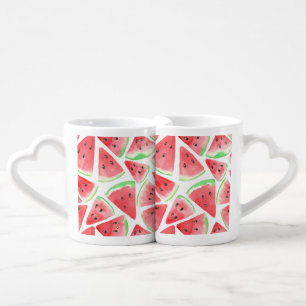 Watermelon slices pattern coffee mug set