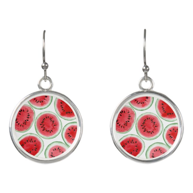 Watermelon slices pattern earrings (Front)