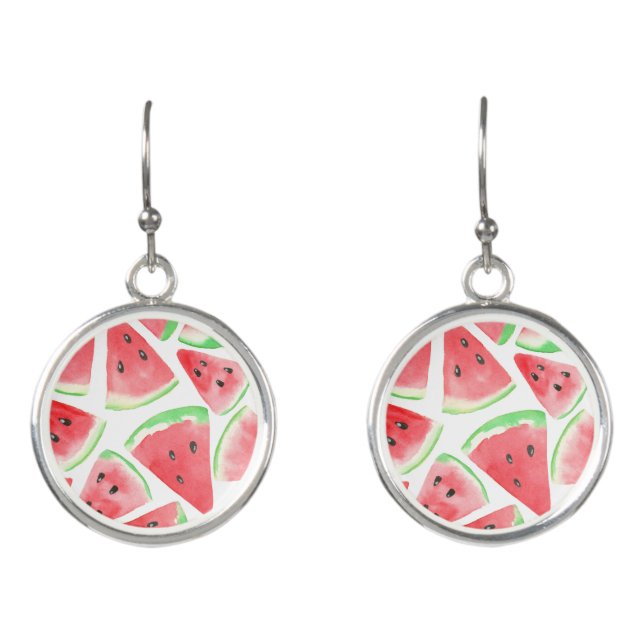 Watermelon slices pattern earrings (Front)
