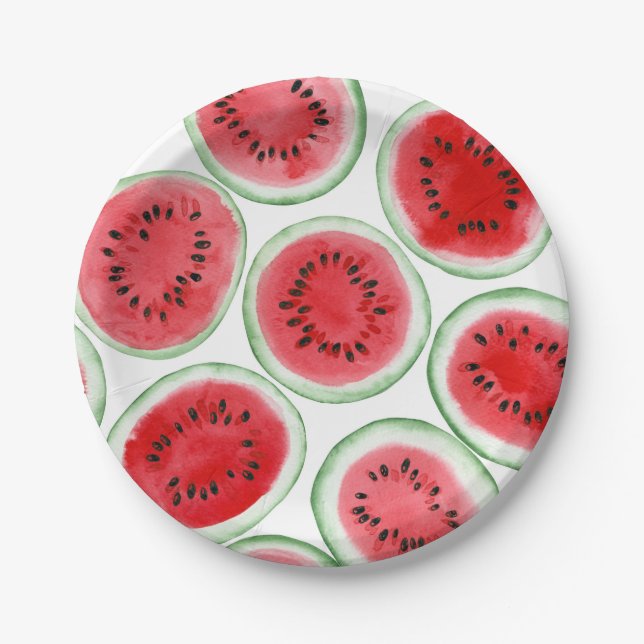 Watermelon slices pattern paper plates (Front)