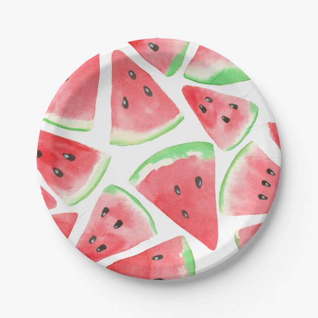 Watermelon slices pattern paper plates (Front)
