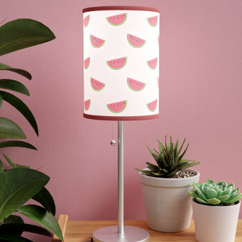 Watermelon Slices Pattern Pink And White Table Lamp by watermelontree at Zazzle