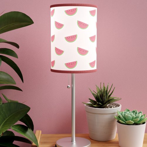 Watermelon Slices Pattern Pink and White Table Lamp