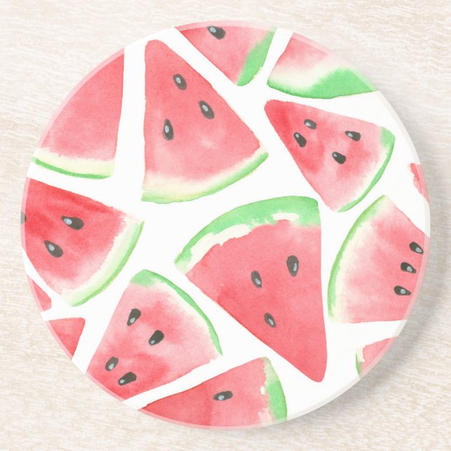Watermelon slices pattern sandstone coaster (Front)