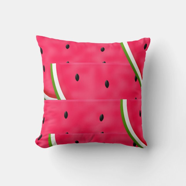 Watermelon Slices Pattern Throw Pillow (Front)