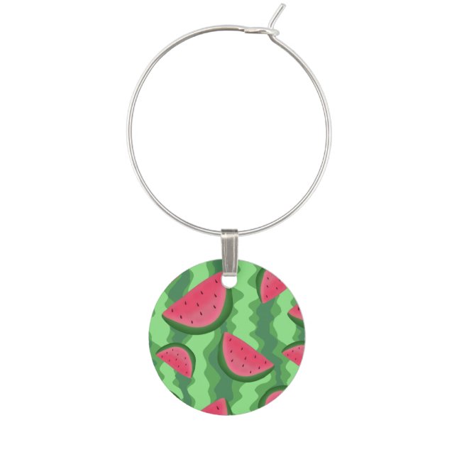 Watermelon Slices Pattern Wine Glass Charm (Front)