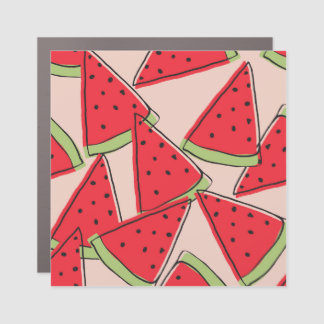 Watermelon Slices Pink Background Pattern Car Magnet