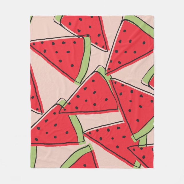 Watermelon Slices Pink Background Pattern Fleece Blanket (Front)