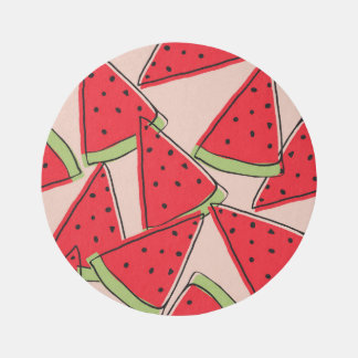 Watermelon Slices Pink Background Pattern Rug