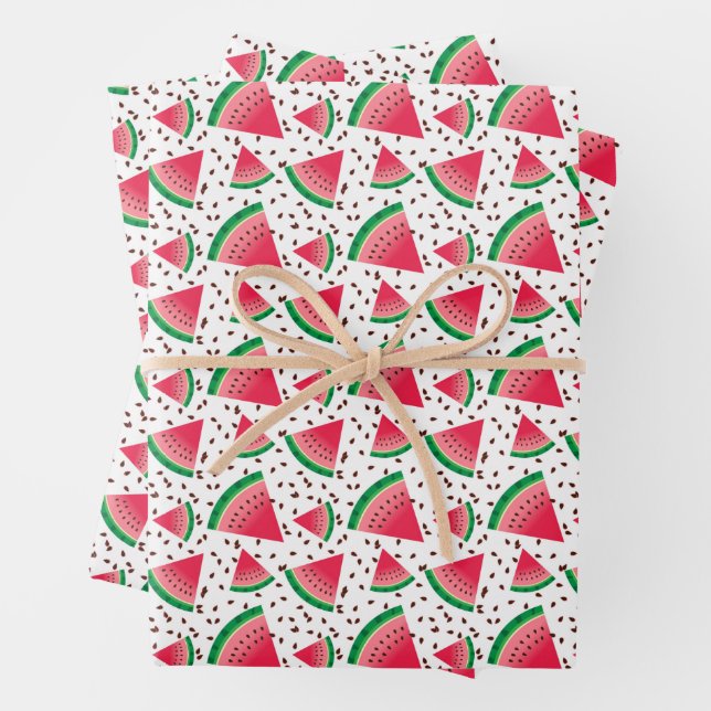 Watermelon Slices Seeds Cool Fruit Pattern  Wrapping Paper Sheets (In situ)
