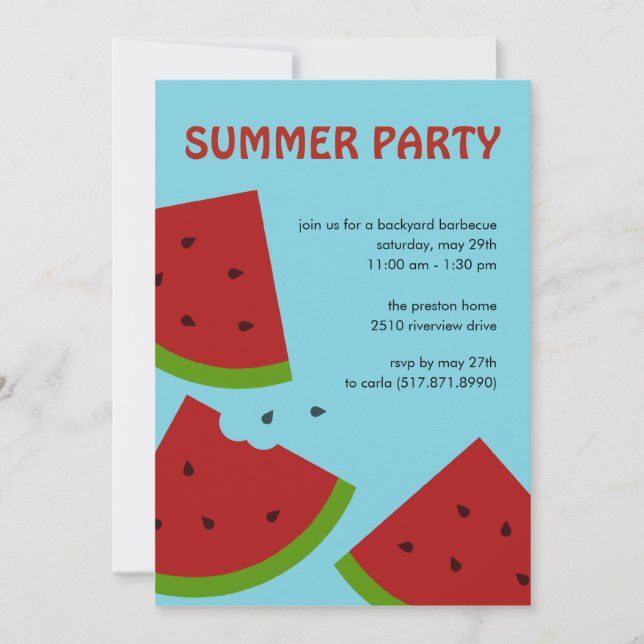 Watermelon Slices Summer Party Invitation (Front)