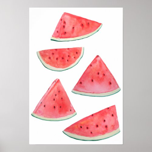 watermelon slices watercolor  poster