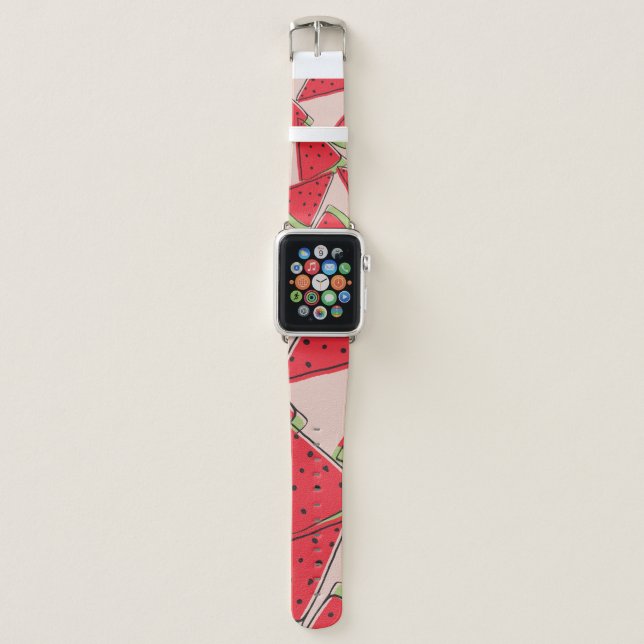 watermelon slices with pink background seamless pa apple watch band (Front)