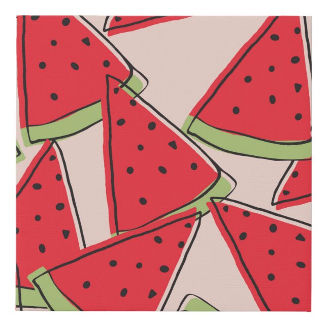 watermelon slices with pink background seamless pa faux canvas print (Front)