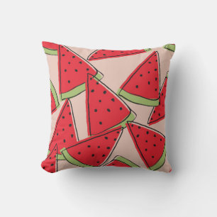 watermelon slices with pink background seamless pa throw pillow