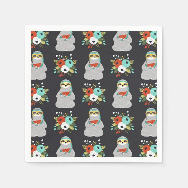 Watermelon Sloth Pattern Napkins (Front)