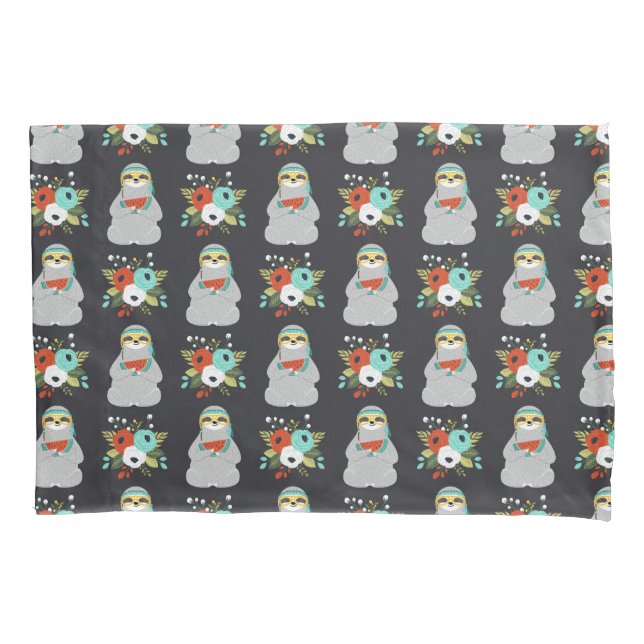 Watermelon Sloth Pattern Pillow Case (Front-Left)
