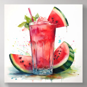 Watermelon Splash Drink Art T-Shirt Acrylic Photo Tile