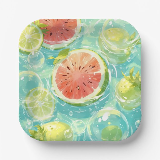 Watermelon Splash Paper Plates (Front)