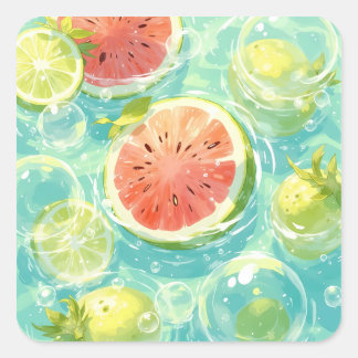 Watermelon Splash Square Sticker