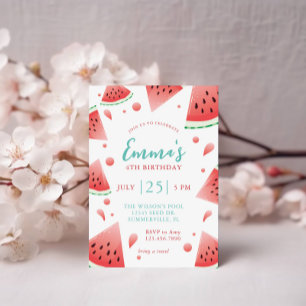 Watermelon Splash Summer Birthday Party Invitation