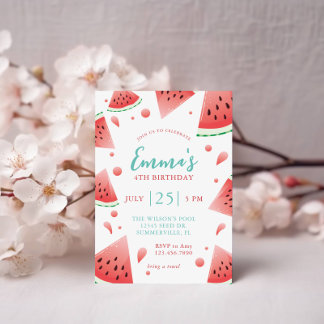 Watermelon Splash Summer Birthday Party Invitation