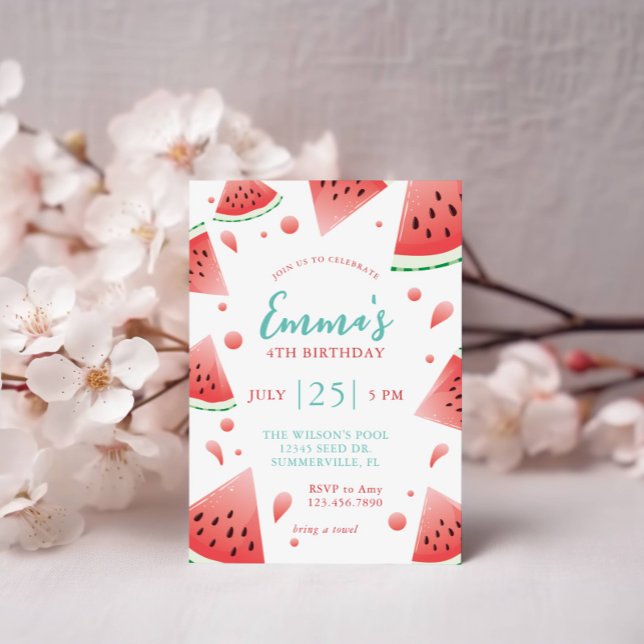 Watermelon Splash Summer Birthday Party Invitation (Creator Uploaded)