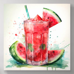 Watermelon Splash Summer Drink Art Print Acrylic Photo Tile