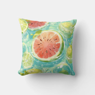 Watermelon Splash Throw Pillow