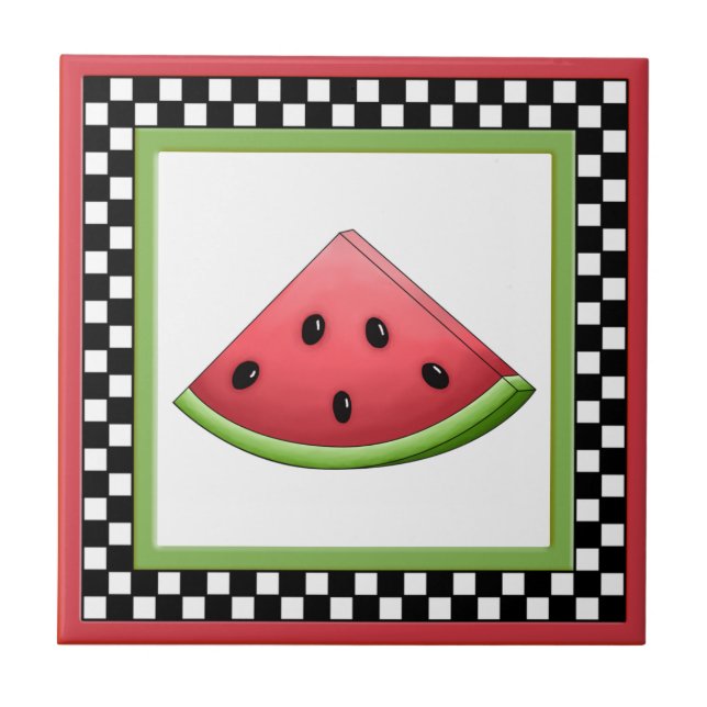 Watermelon Square Checkerboard Tiles & Trivets (Front)