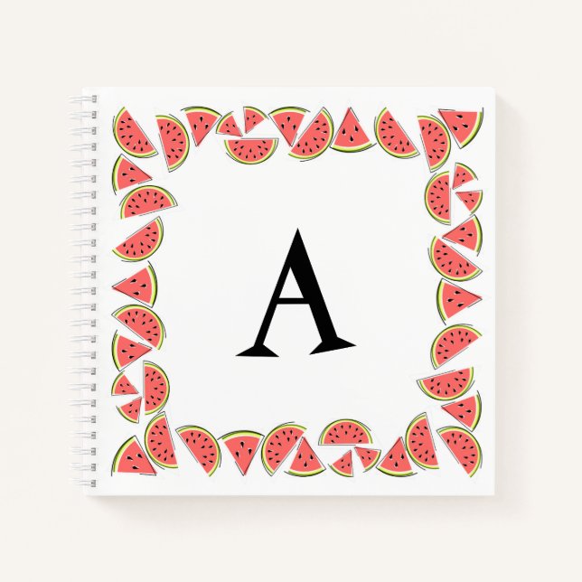 Watermelon Square Monogram Notebook (Front)