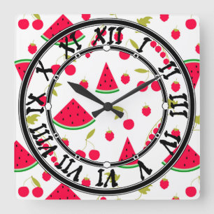 Watermelon Square Wall Clock