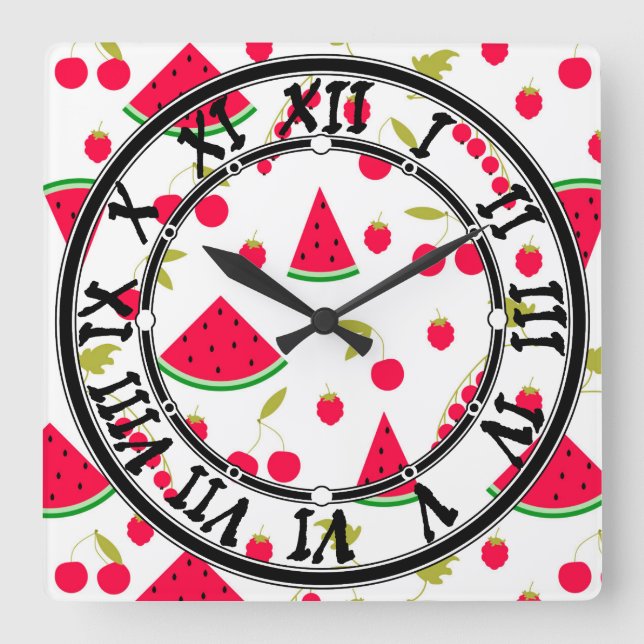Watermelon Square Wall Clock (Front)